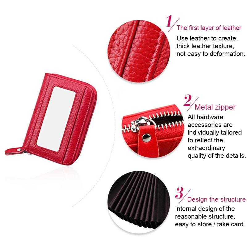 12-slot Leather Rfid Blocking Card Holder Wallet - Red 11