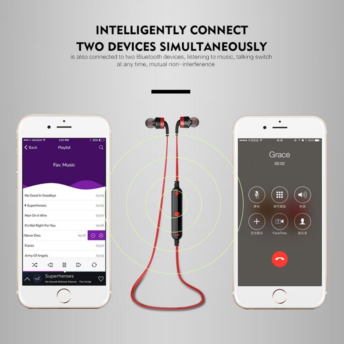 Wireless Sport Bluetooth Earphones with In-line Control - Black - Red 4