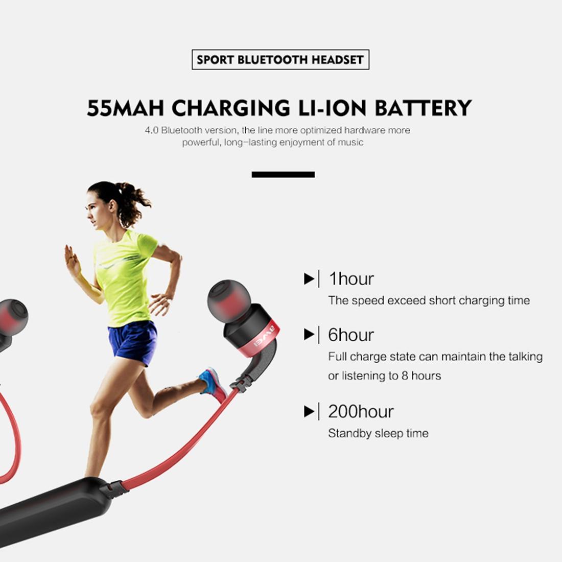 Wireless Sport Bluetooth Earphones with In-line Control - Black - Red 7
