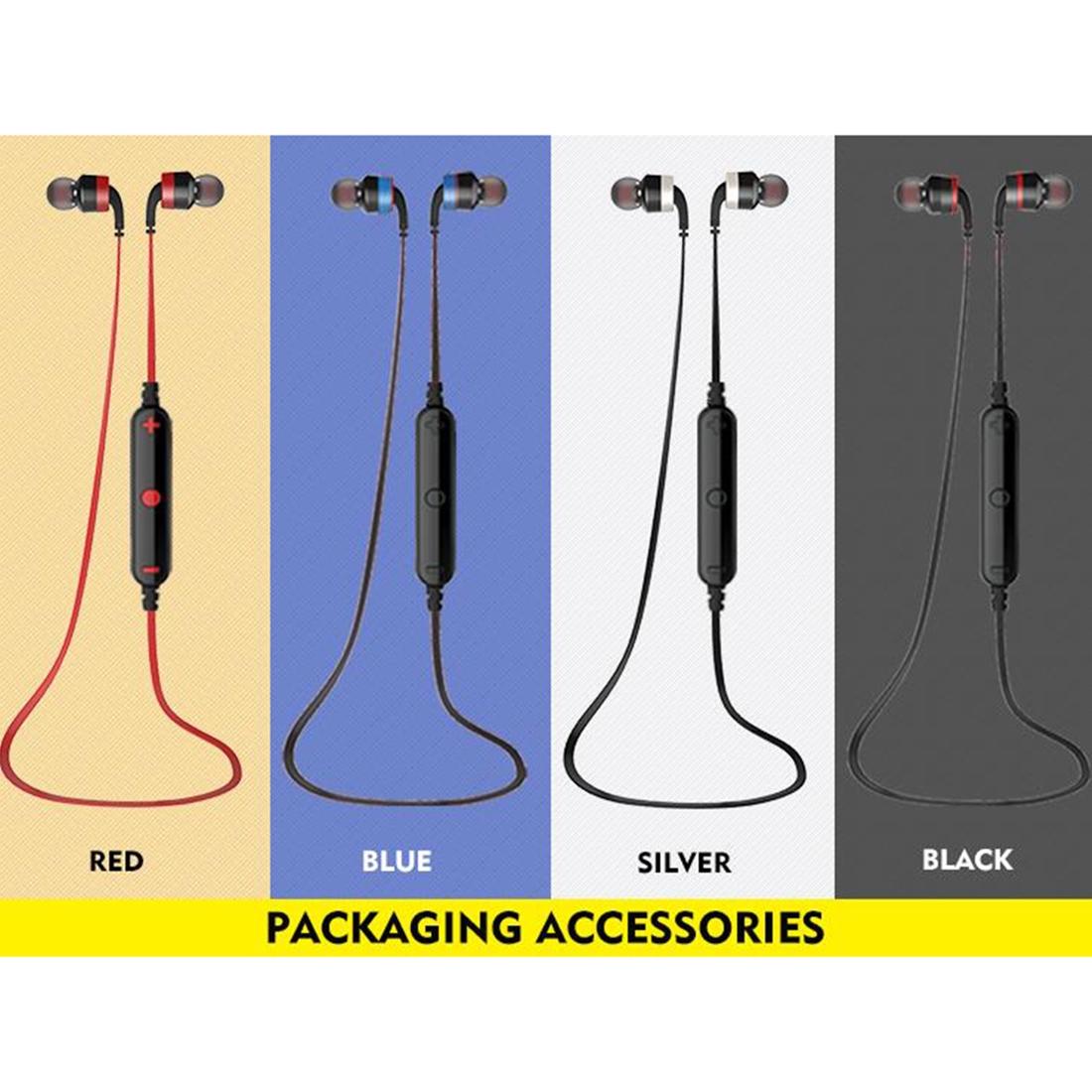 Wireless Sport Bluetooth Earphones with In-line Control - Black - Red 9