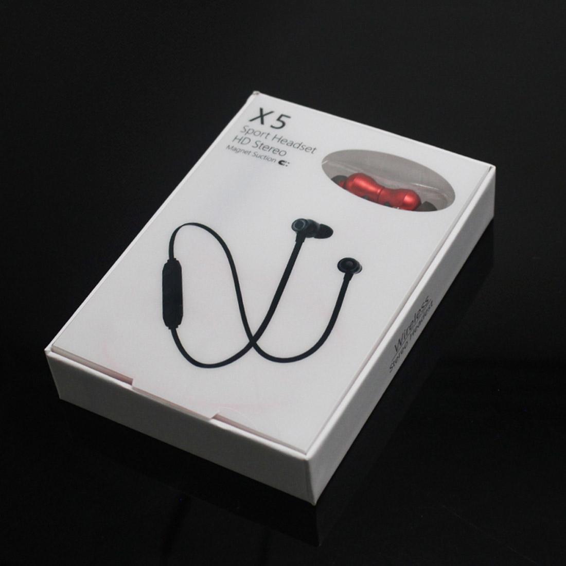 Waterproof X5 Sports Bluetooth Earbuds with Magnetic Design - Red 4
