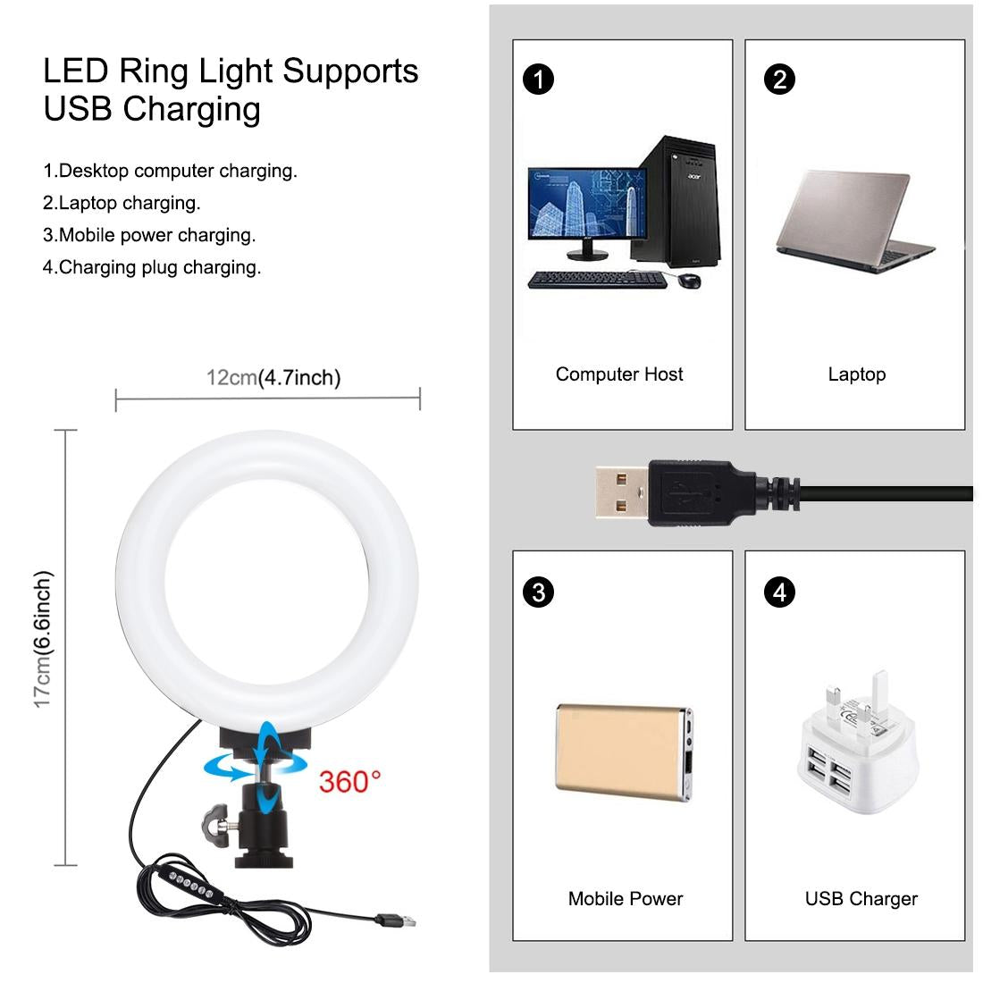 Vlogging Live Broadcast Smartphone Video Rig With 4.7 Inch Rgbw Ring Led Selfie Light Microphone And Pocket Tripod Mount Kit - Red 13