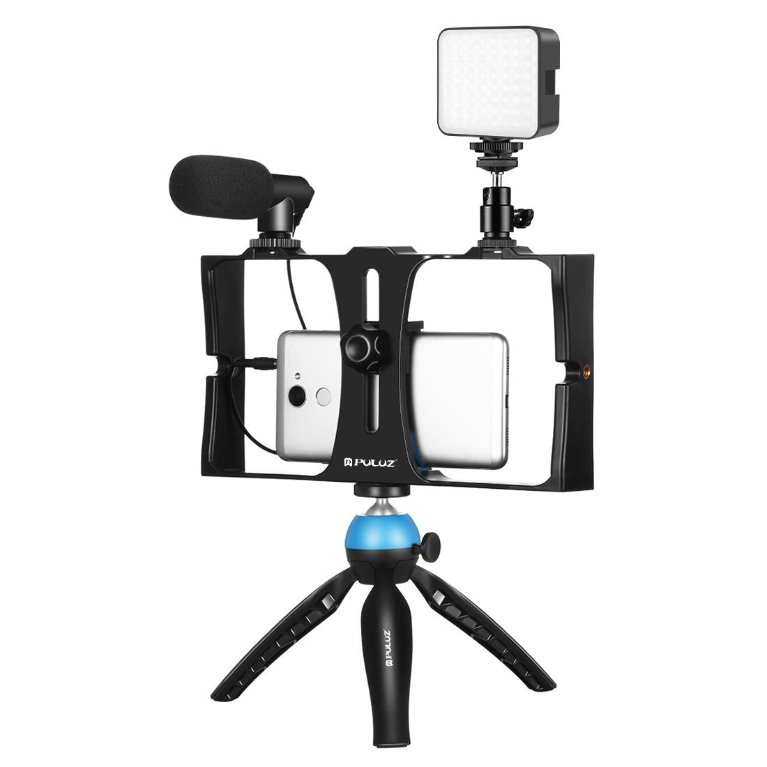 Vlogging Live Broadcast Kit With Led Fill Light Microphone Tripod Mount & Cold Shoe Head - Red 14