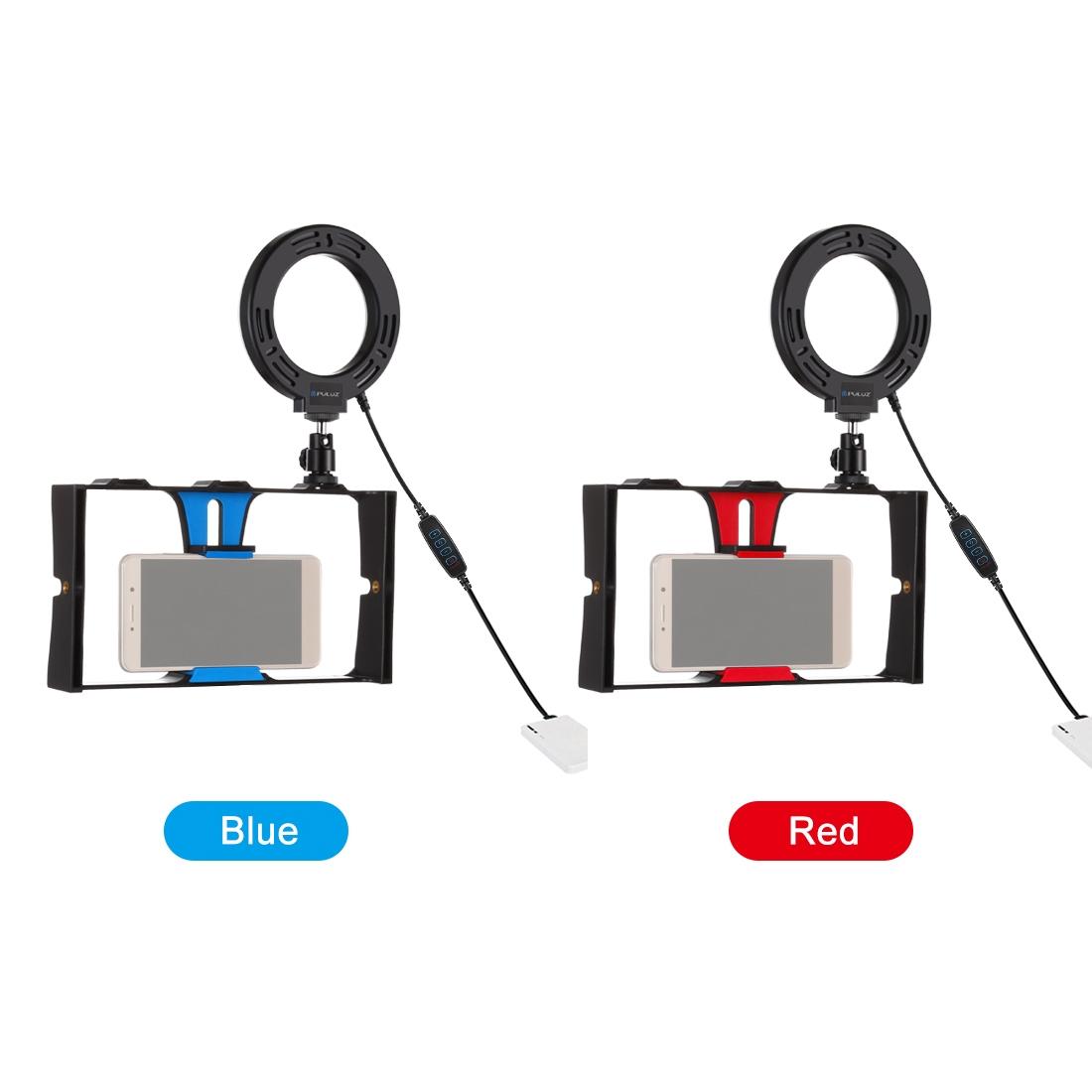 Vlogging Live Broadcast Smartphone Video Rig With 4.7 Inch Ring Led Selfie Light Kit And Cold Shoe Tripod Head - Red 6