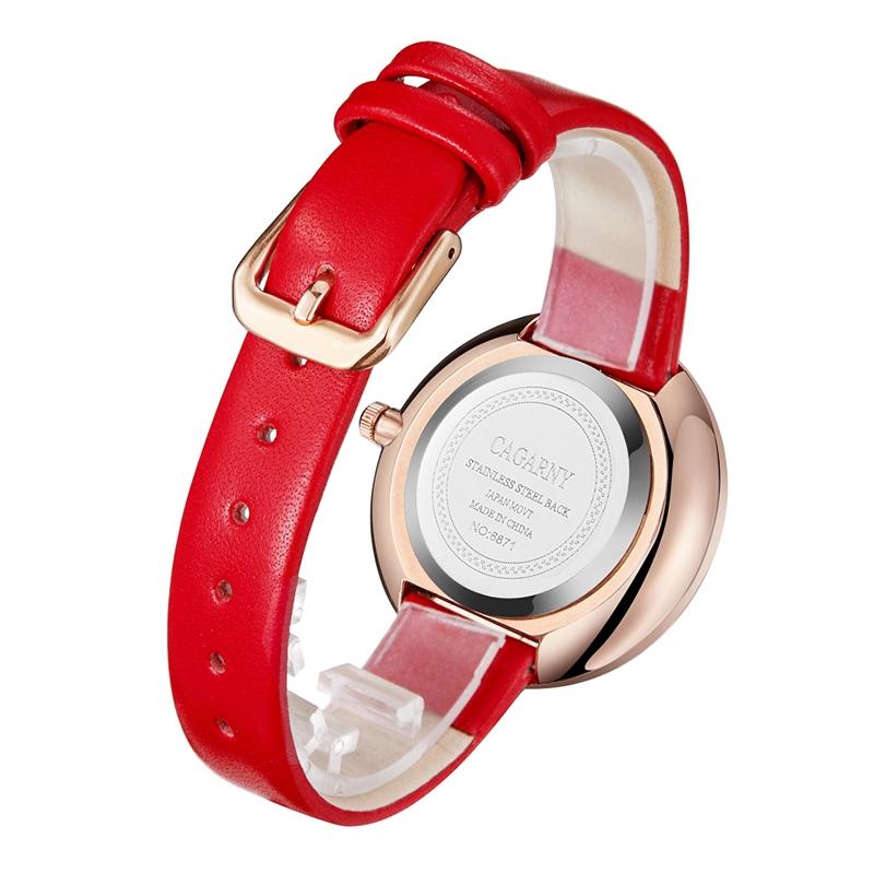 Waterproof Steel Band Quartz Watch - Fashion Life - Red 8