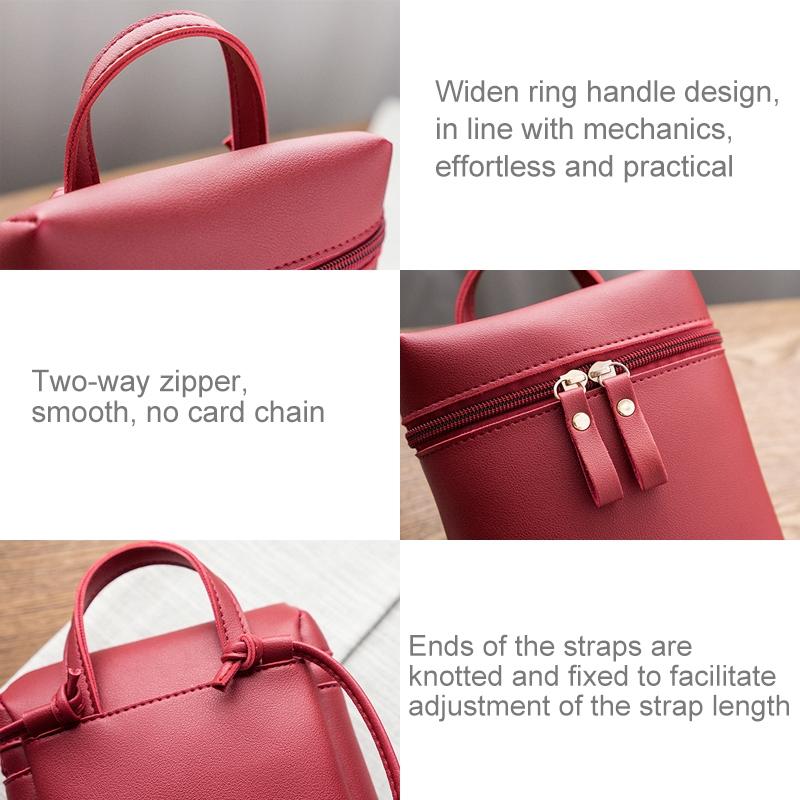 Simple Casual Shoulder Messenger Bag Small Crossbody Bucket Bag For Women - Red 6