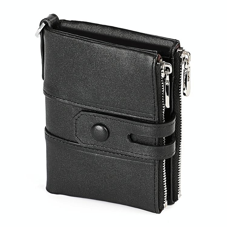 Men Retro Texture Double Zip Rfid Wallet - Anti-magnetic - Red