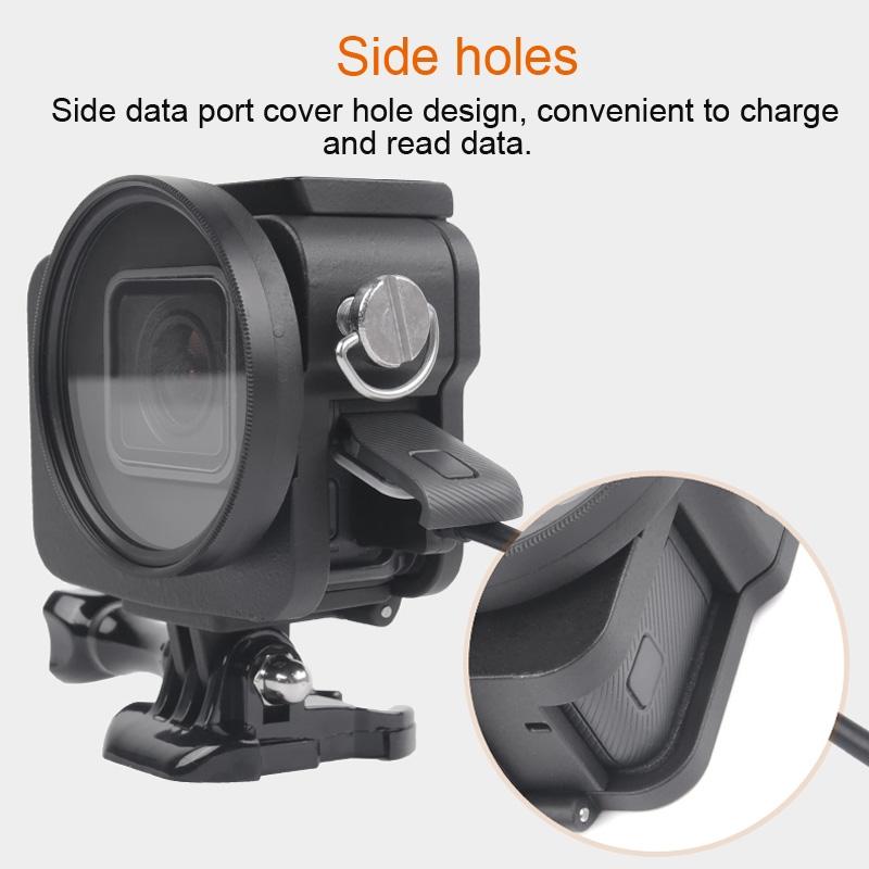 Aluminum Protective Cage with Insurance Frame and 52mm Uv Lens for Gopro Hero7 / 6 / 5 - Red 4