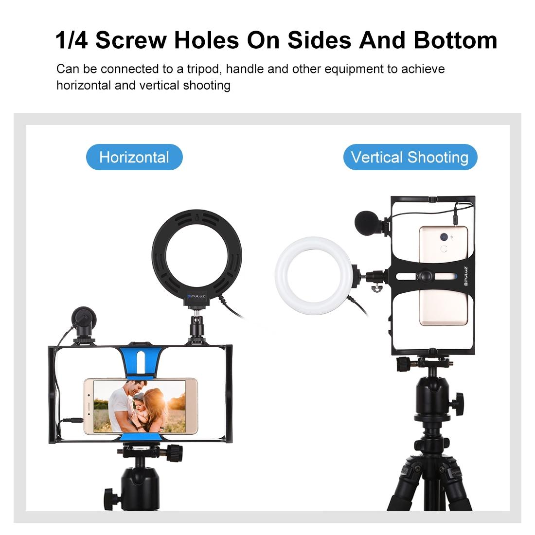 3-In-1 Vlogging Kit With Smartphone Rig Microphone And Led Ring Light - Red 10