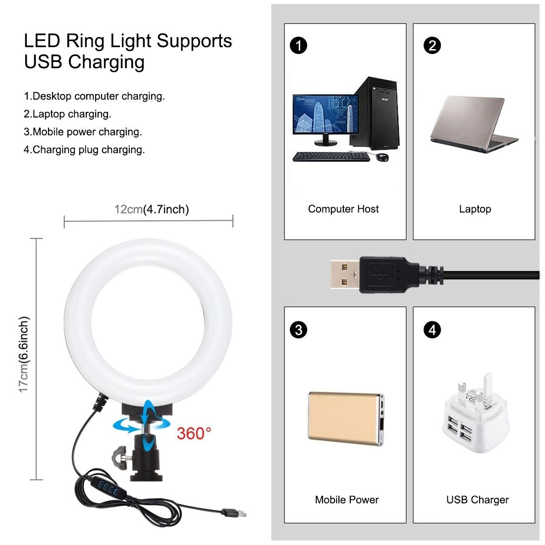 3-In-1 Vlogging Kit With Smartphone Rig Microphone And Led Ring Light - Red 12