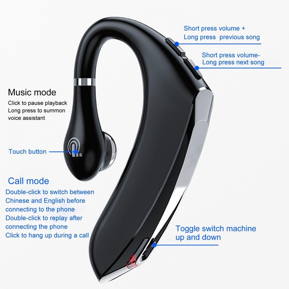 Universal Hanging Ear Wireless Bluetooth 5.0 Earphone for Business and Sports - Red 5