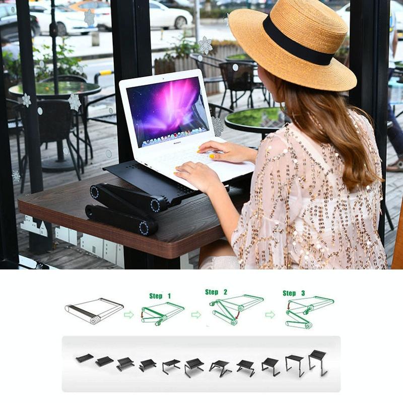 Foldable Laptop Stand with Dual Fans & Mouse Pad - 360 Degree Adjustable - Red 4