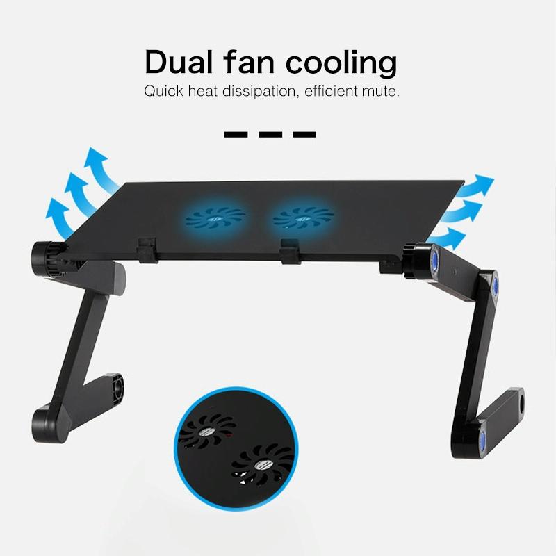 Foldable Laptop Stand with Dual Fans & Mouse Pad - 360 Degree Adjustable - Red 10