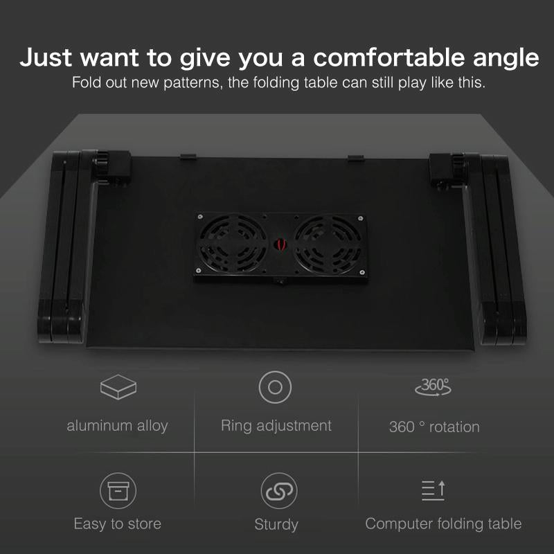 Foldable Laptop Stand with Dual Fans & Mouse Pad - 360 Degree Adjustable - Red 12