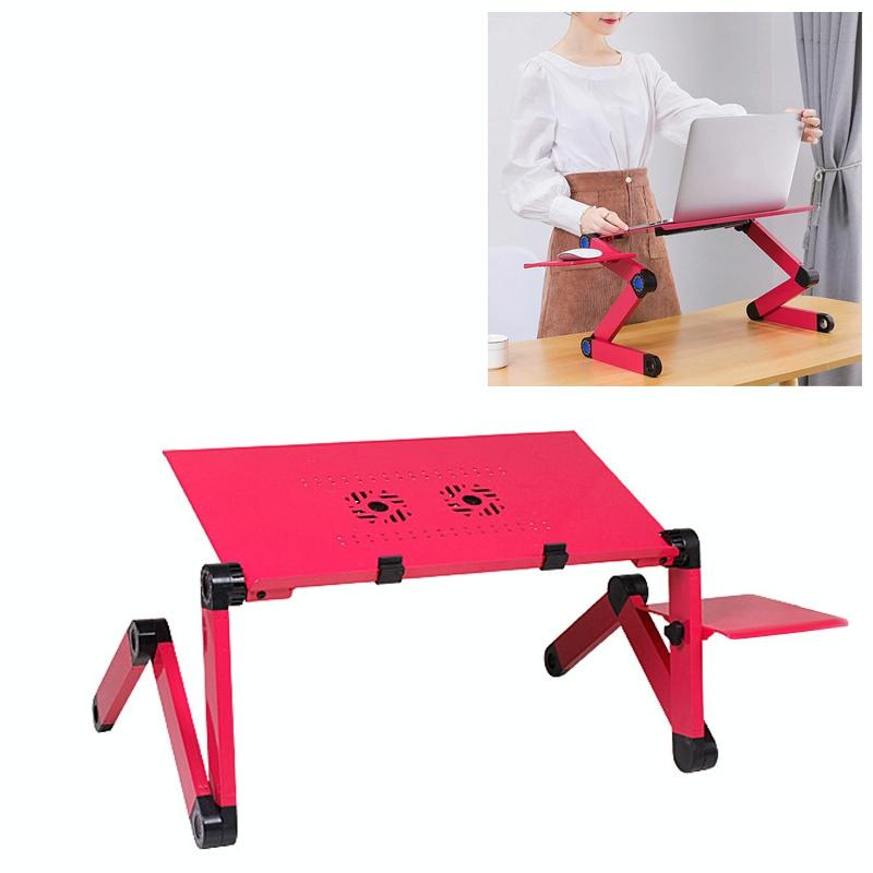 Foldable Laptop Stand with Dual Fans & Mouse Pad - 360 Degree Adjustable - Red 13