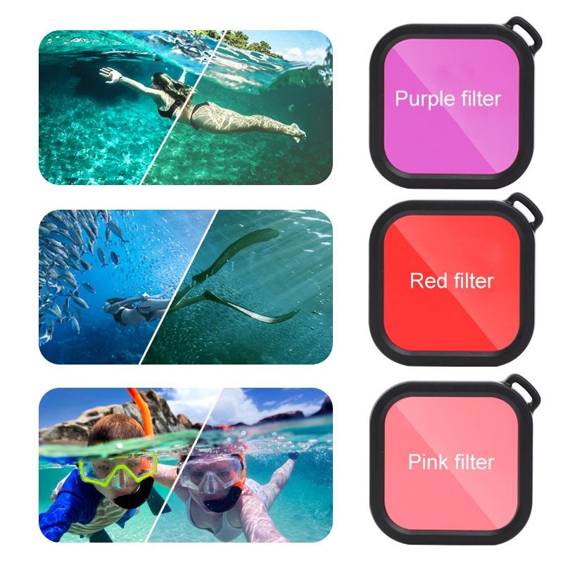 Waterproof Case for Gopro Hero8 with Touch Back Cover and Colour Lens Filter - 45m - Red 5