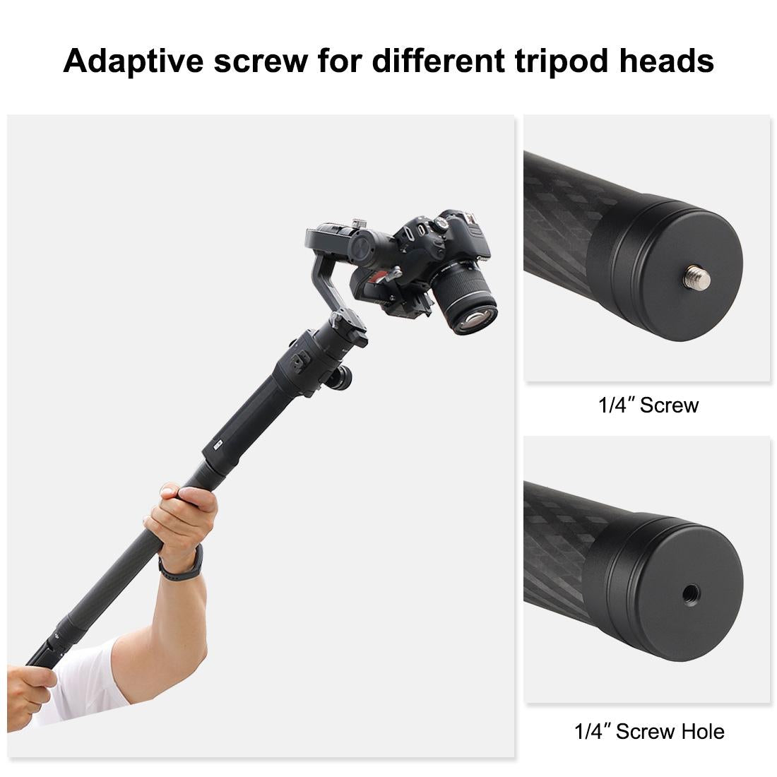 35cm Carbon Fiber Monopod Extension for Gimbal - Red 12