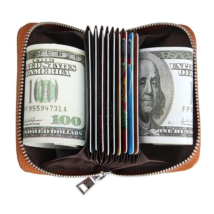 Anti-magnetic Rfid Leather Zip Wallet - Zipper Closure - Red 11