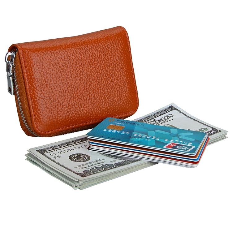 Anti-magnetic Rfid Leather Zip Wallet - Zipper Closure - Red 12