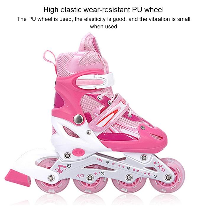 Flash Straight Row Roller Skating Shoes Suit for Kids and Adults - Medium Size - Red 10
