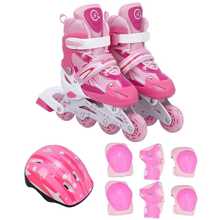 Flash Straight Row Roller Skating Shoes Suit for Kids and Adults - Medium Size - Red 13