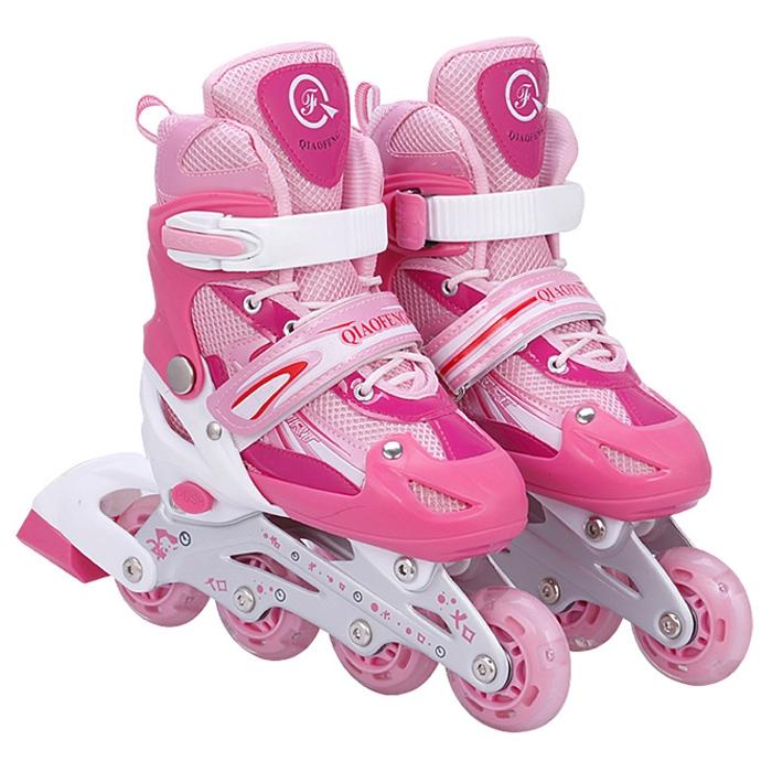 Flash Straight Row Roller Skating Shoes Suit for Kids and Adults - Medium Size - Red 14
