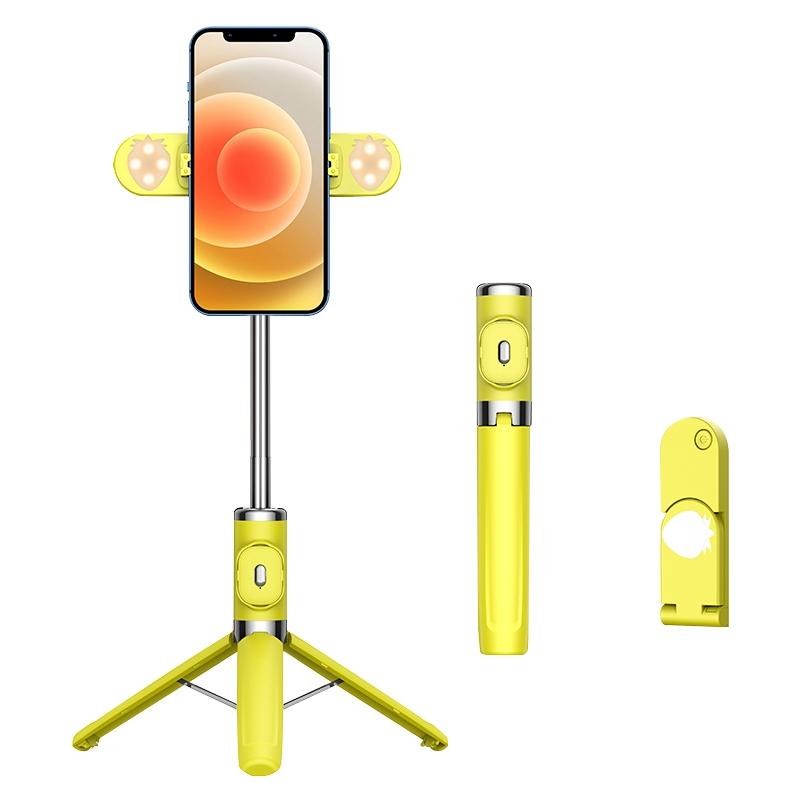 Bluetooth Remote Selfie Stick with Dual Fill Light and Tripod - Red 12