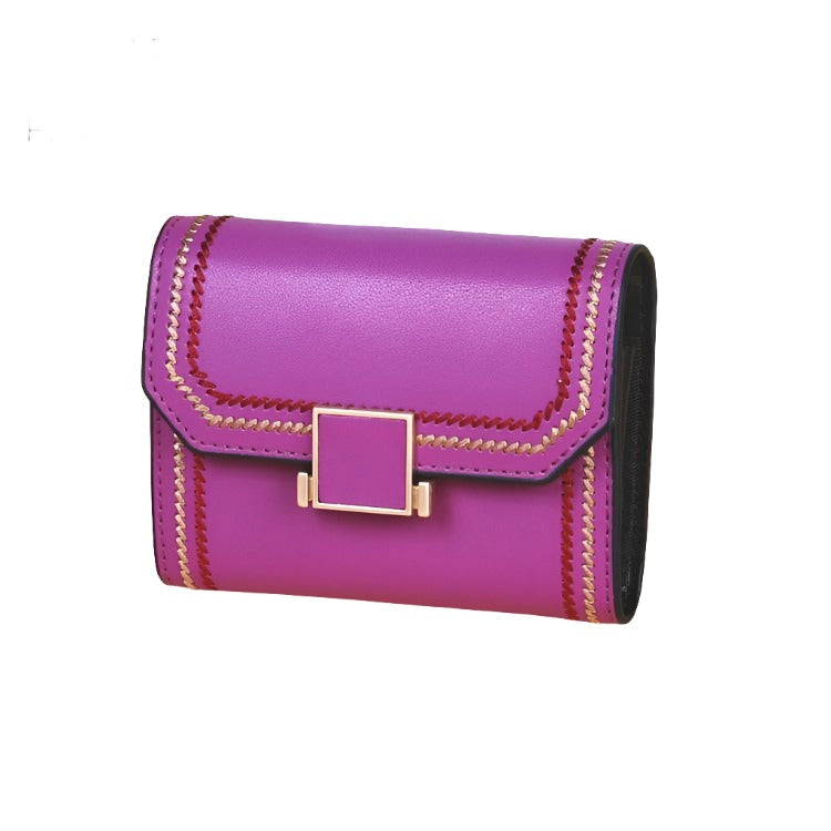 Snap Button Rfid Leather Wallet - Compact Design - Red 5