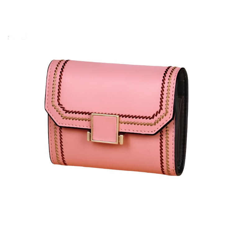 Snap Button Rfid Leather Wallet - Compact Design - Red 8