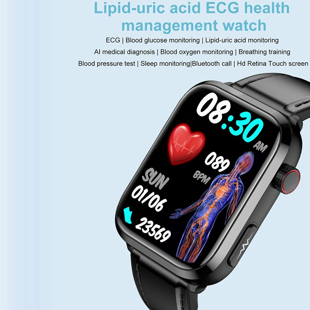 1.91 Inch Ips Screen Ip67 Waterproof Silicone Band Smart Watch Support Body Temperature Monitoring / Ecg - Red 6