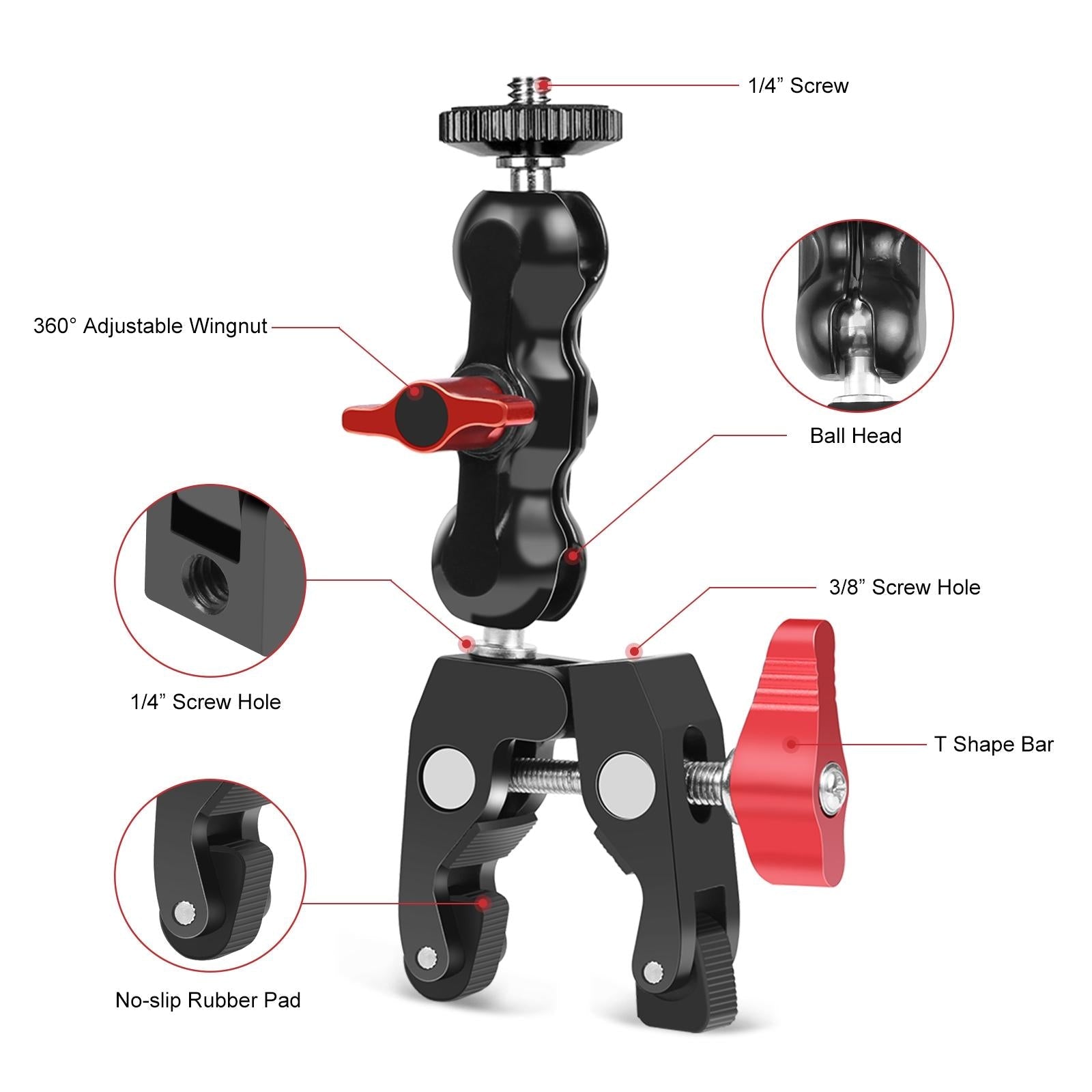 Versatile Magic Arm Clamp For Mounting - Red 5