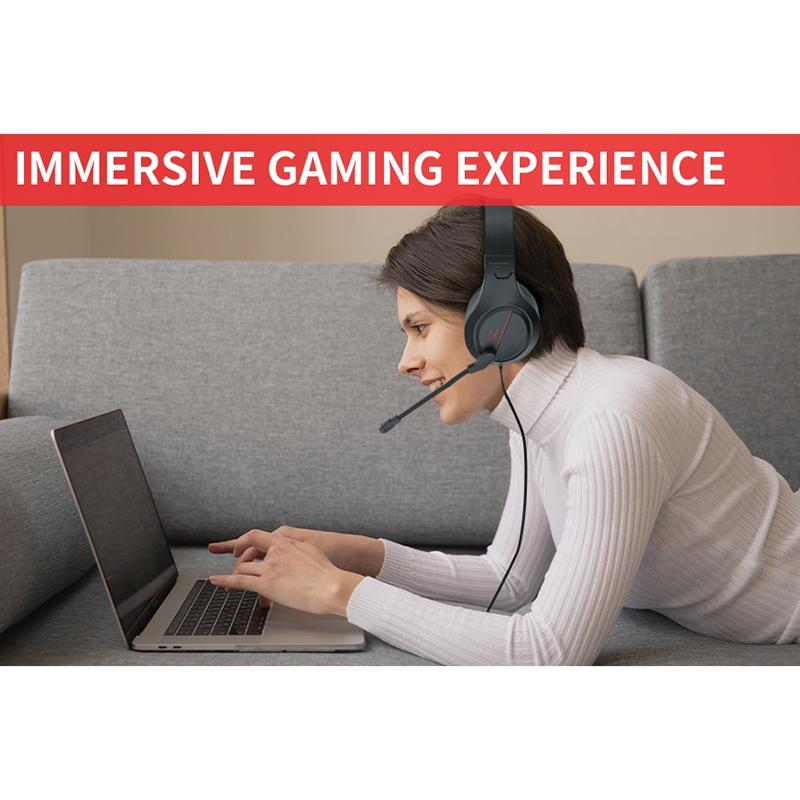 3.5Mm Noise-Canceling Gaming Headset With Retractable Mic - Black Red 8