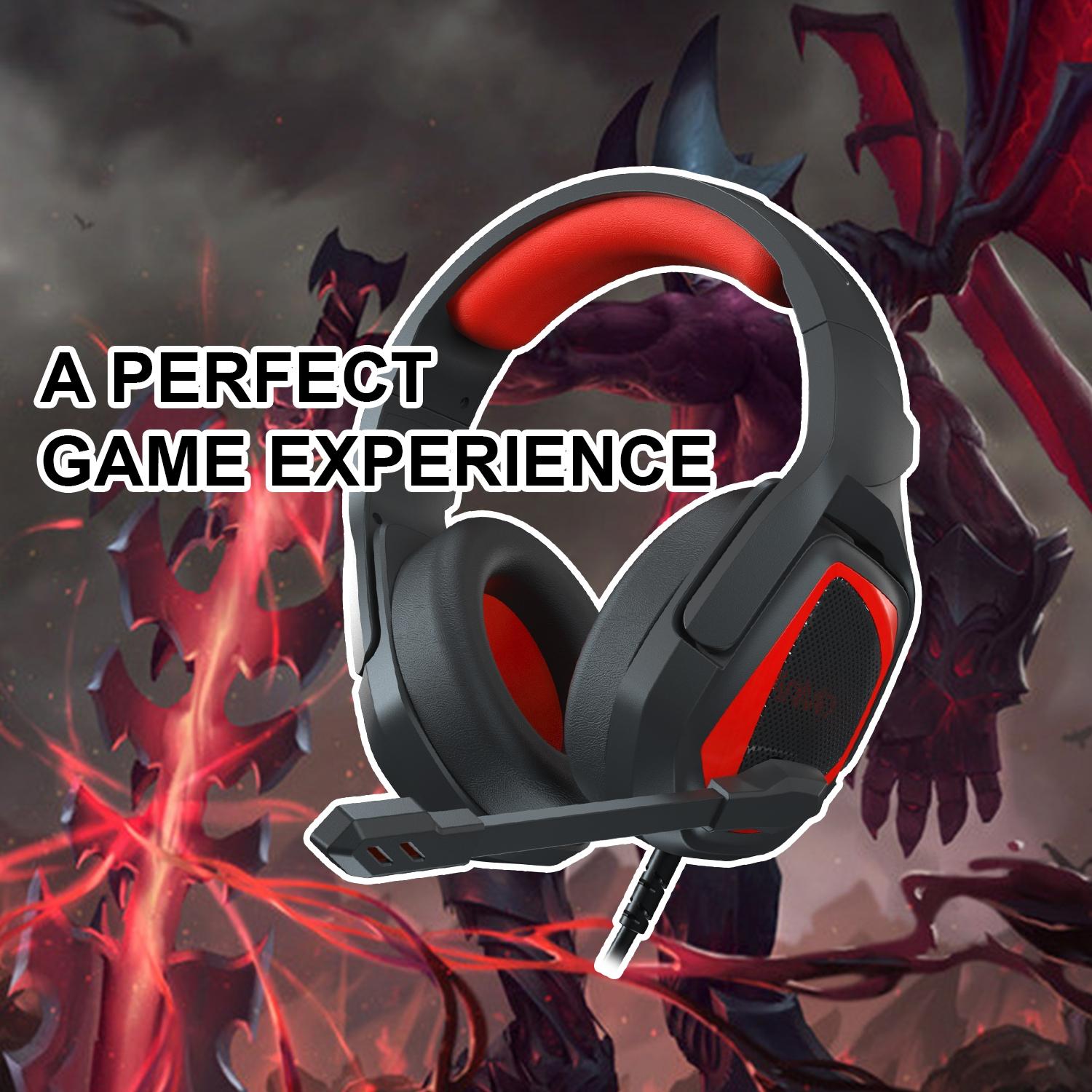 Retractable Mic Gaming Headset 3.5Mm Plug 2.2M Cable - Black Red 3
