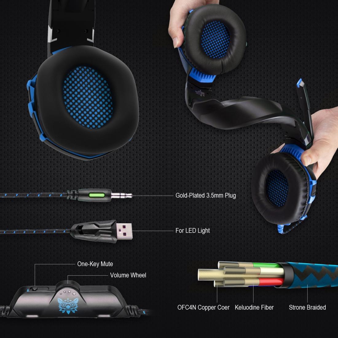Surround Gaming Headset With Mic & Led Lights - Black Red 5