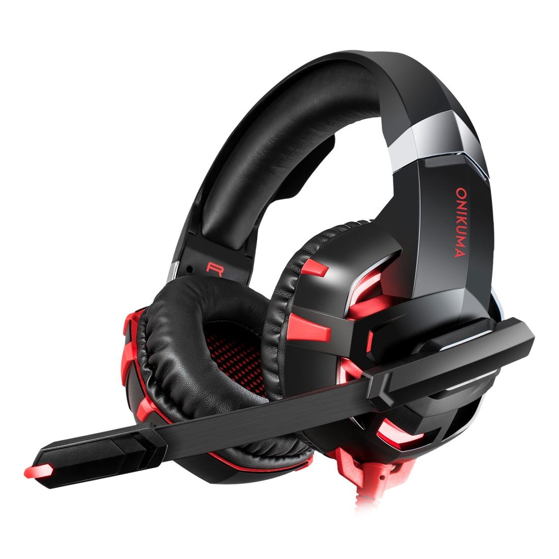 Surround Gaming Headset With Mic & Led Lights - Black Red 8