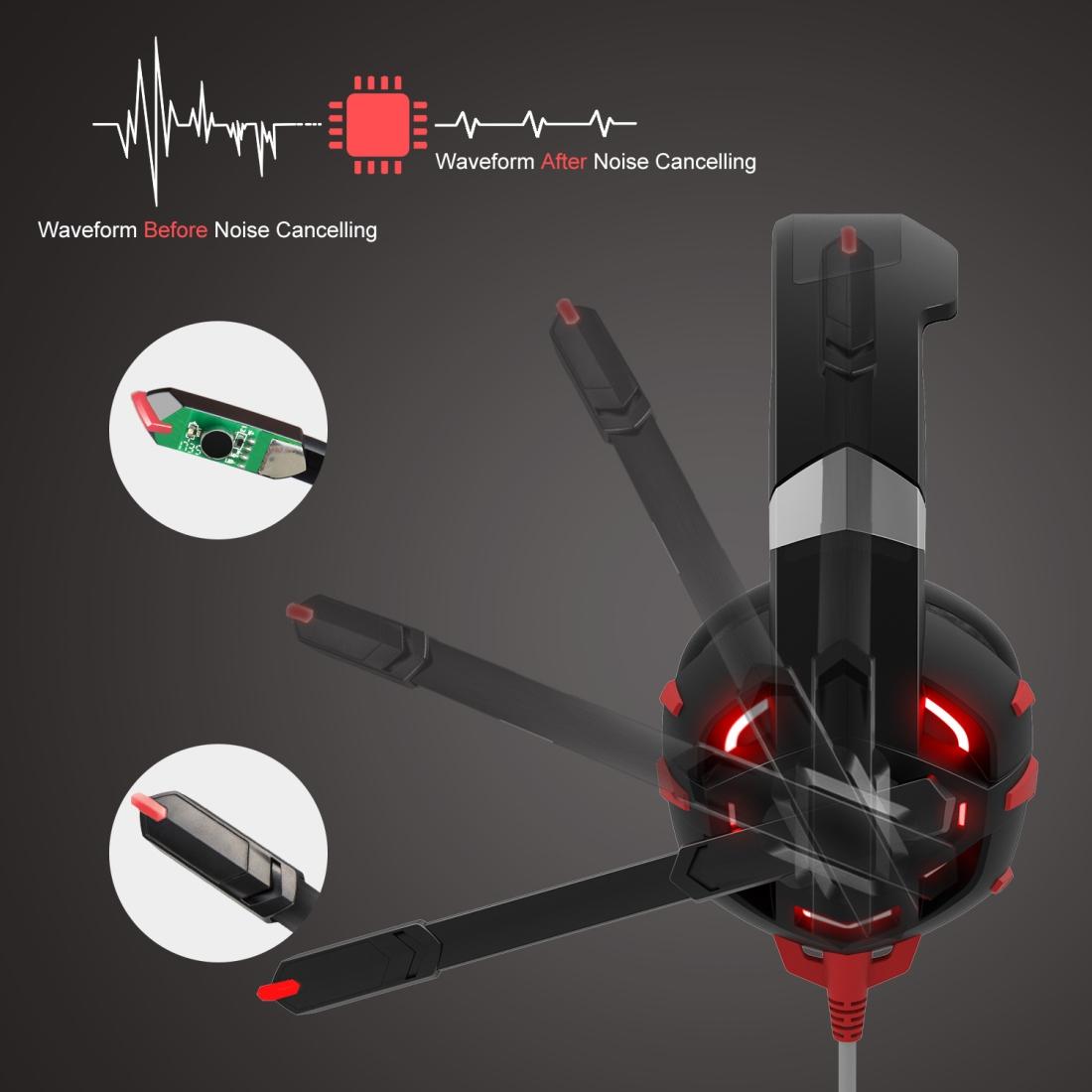 Surround Gaming Headset With Mic & Led Lights - Black Red 11