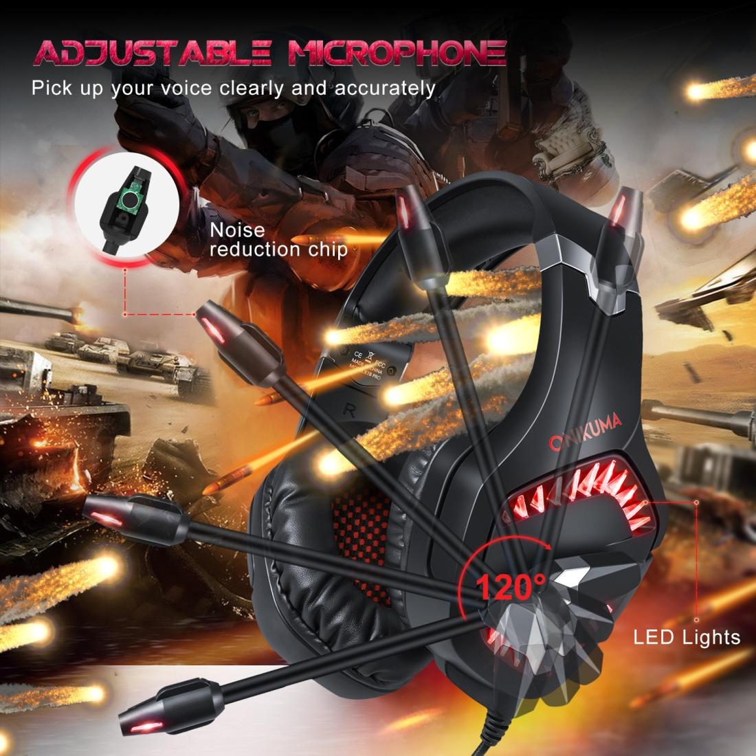 Surround Gaming Headset With Mic & Led - Black Red 10
