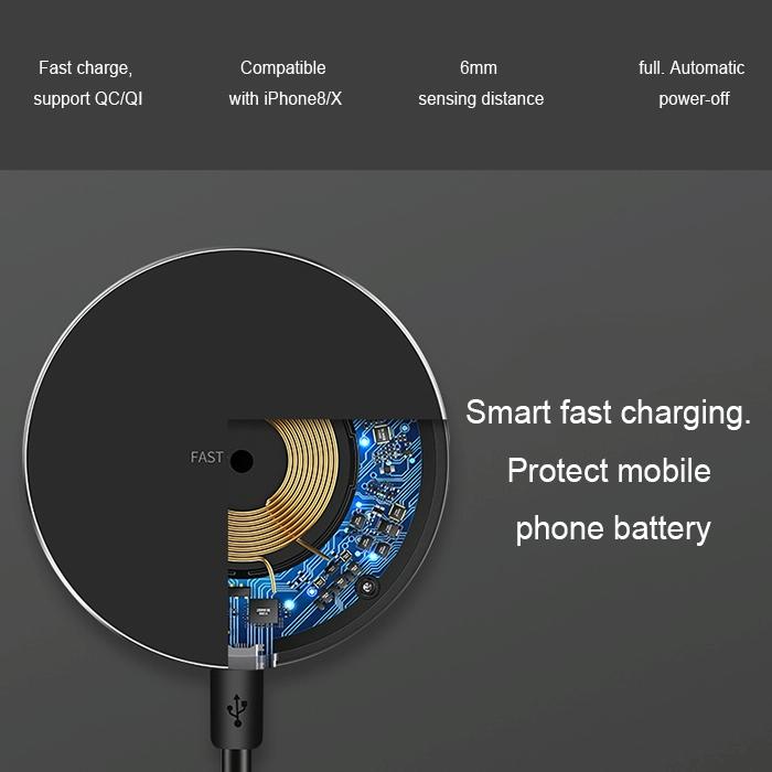 Ultra Thin Wireless Fast Charging Pad - Black Red 9