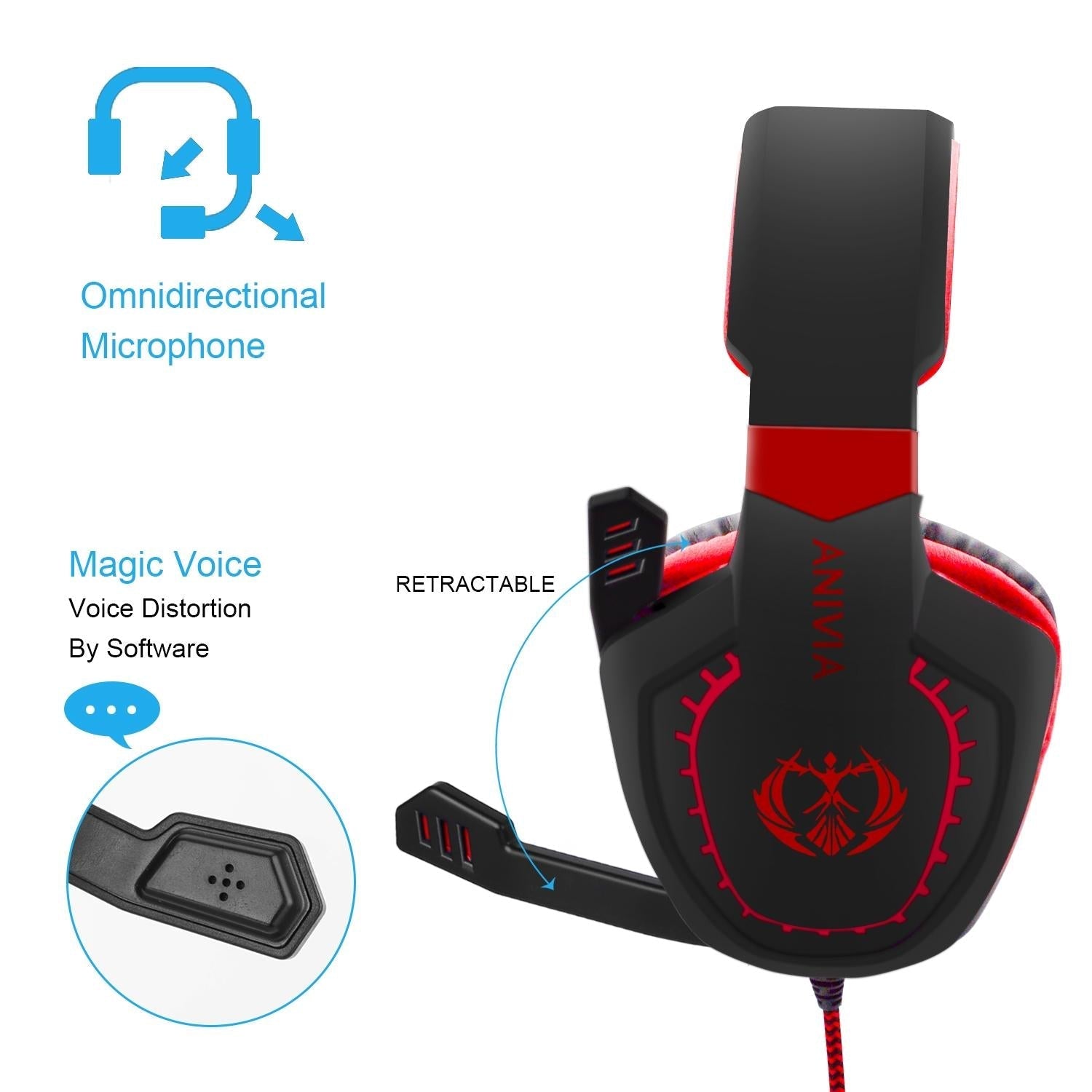 3.5Mm Noise-Canceling Gaming Headset With Retractable Mic 2M Cable - Black Red 11