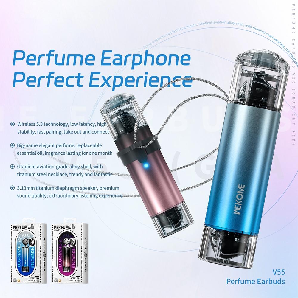 V55 Wireless Bluetooth Earphones with Fragrance - Compact and Stylish - Gradient Red 5