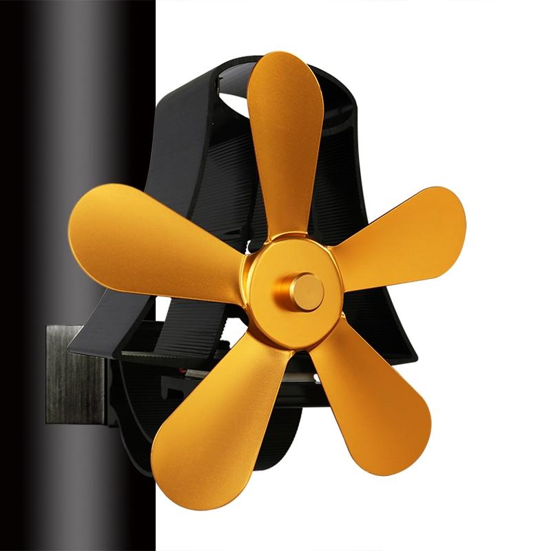 High Temp 5-blade Heat Powered Stove Fan for Fireplaces - Rose Red 8