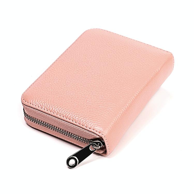 Leather Rfid Wallet - Sleek and Secure - Rose Red 3