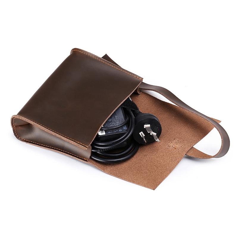 13 Laptop / Tablet Bag - Genuine Leather - Universal - Cable Winder - Business Power Adapter - Wine Red 10