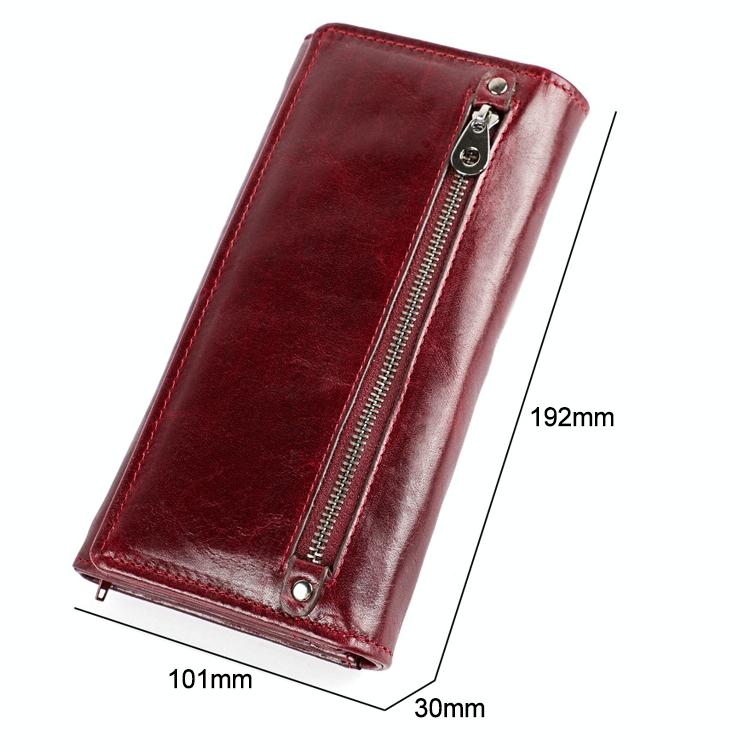 Versatile Retro Leather Rfid Lady Wallet - Wine Red 3