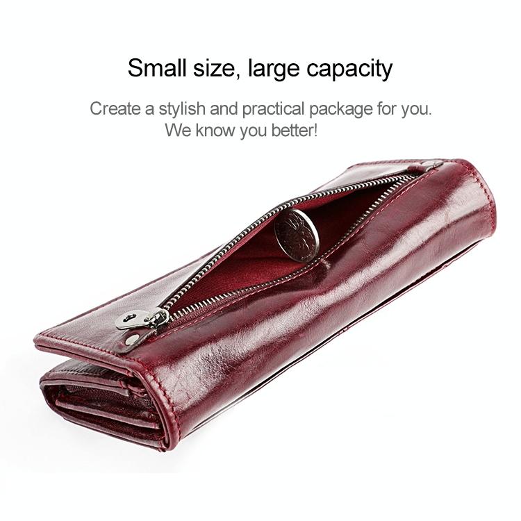Versatile Retro Leather Rfid Lady Wallet - Wine Red 10