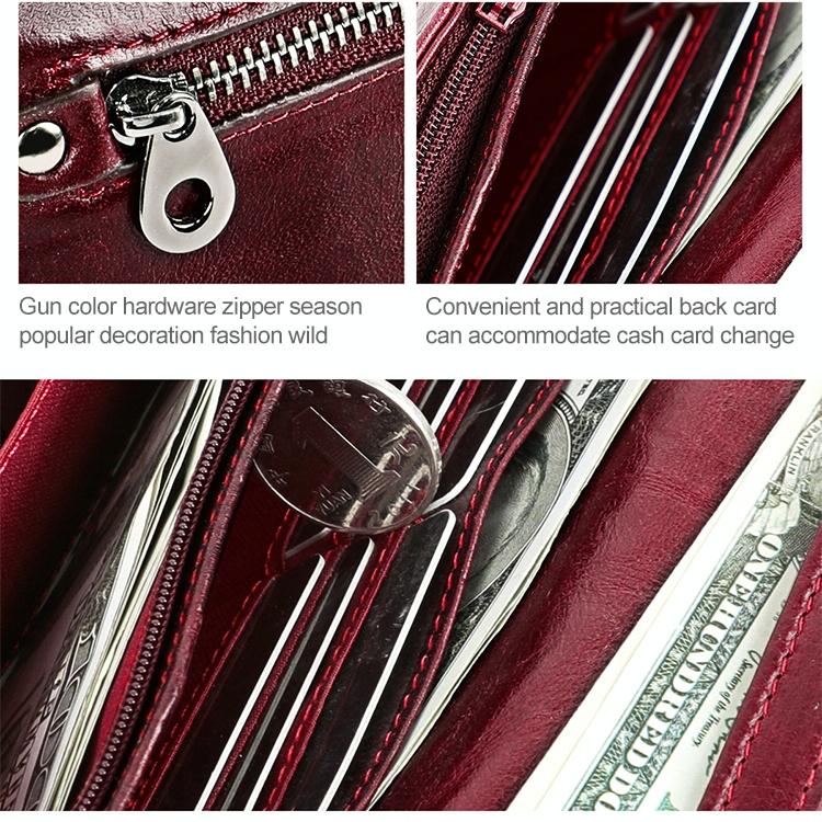 Versatile Retro Leather Rfid Lady Wallet - Wine Red 11
