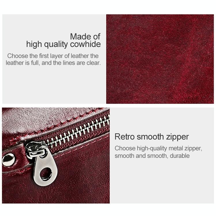 Versatile Retro Leather Rfid Lady Wallet - Wine Red 12