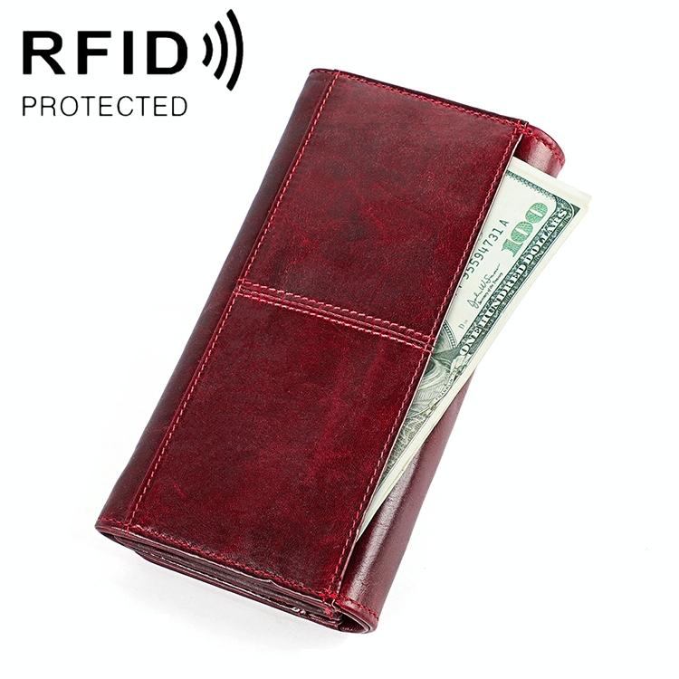 Versatile Retro Leather Rfid Lady Wallet - Wine Red 13
