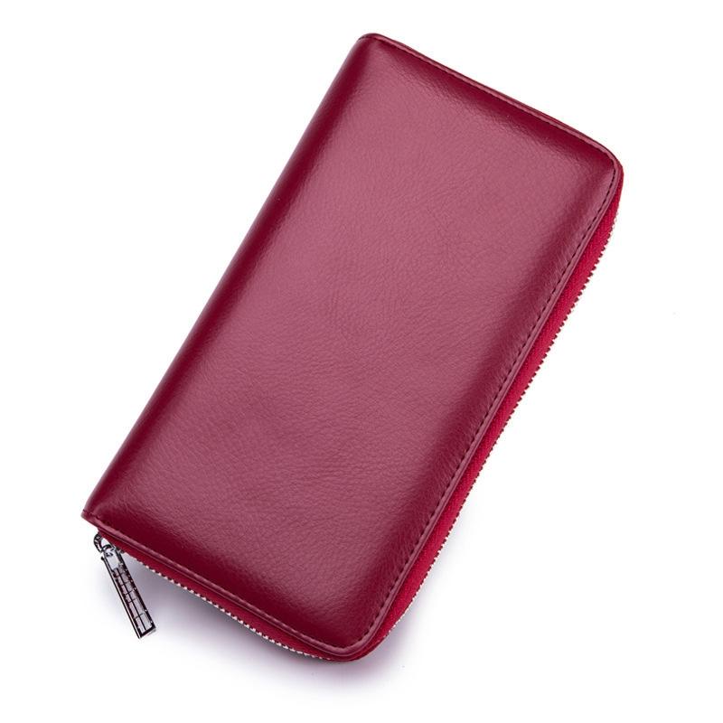 Leather Rfid Card Holder Wallet - Blocking - Wine Red 13