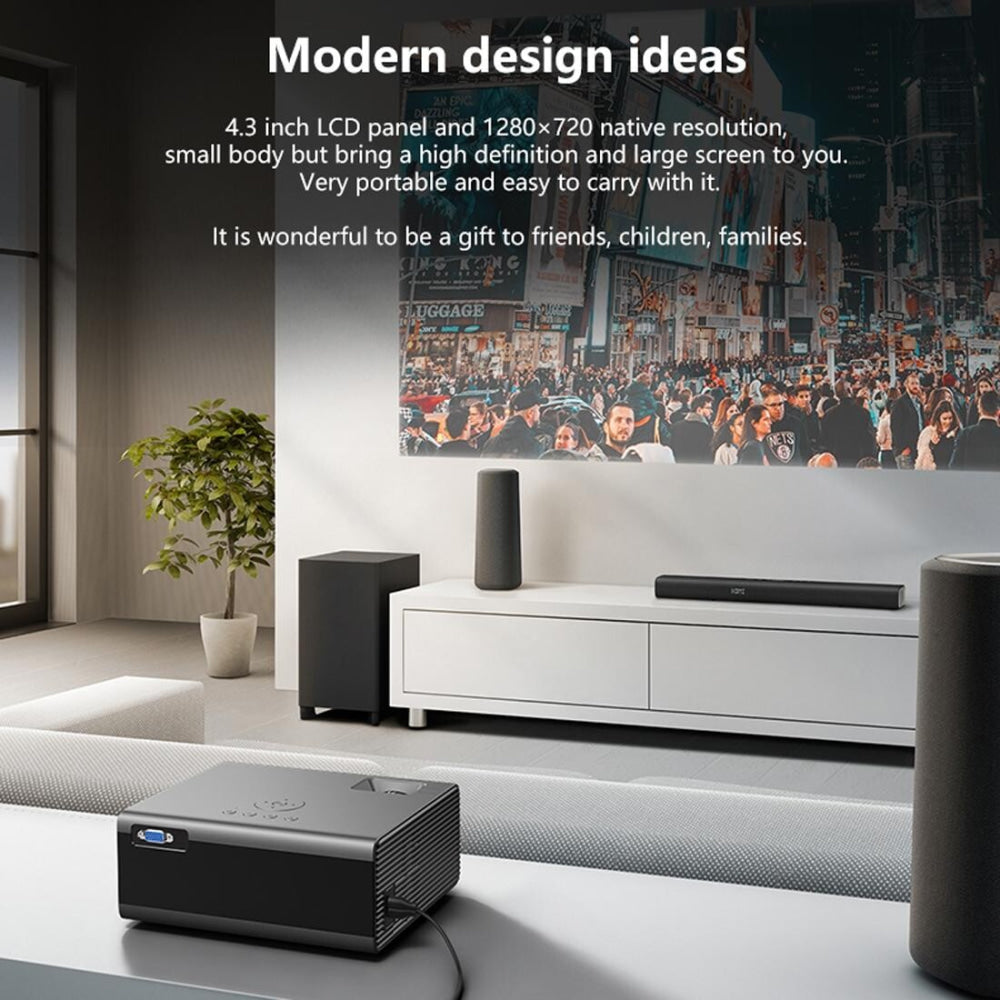 2200 Lumens Mini Led Projector For Home Theater - Hdmi / Av / Vga / Usb - Silver 3